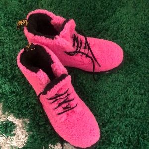 Pink fuzzy Doc Martens